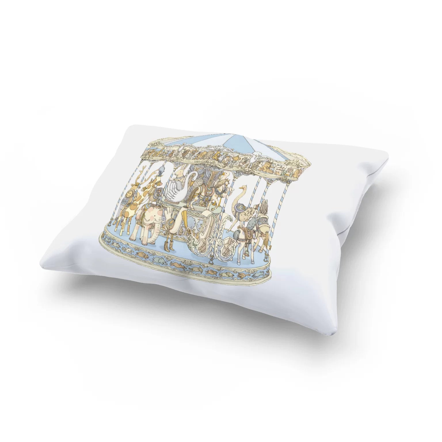 Atelier Choux Blue Satin Carousel Cushion