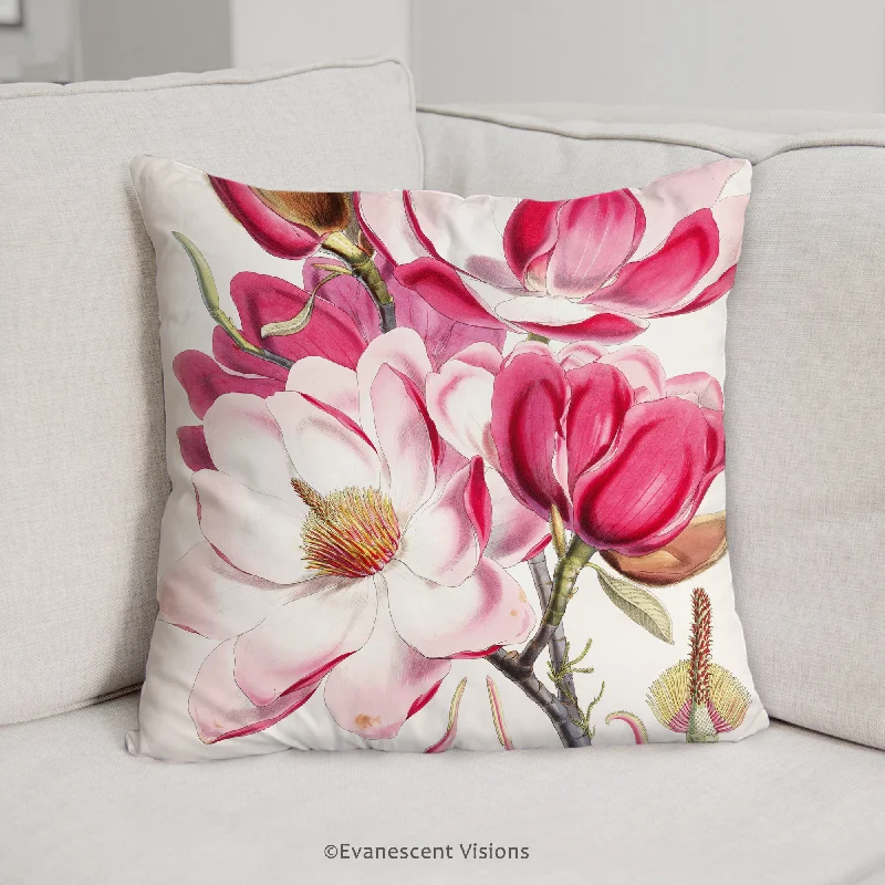 Pink Magnolia Floral Decorative Cushion