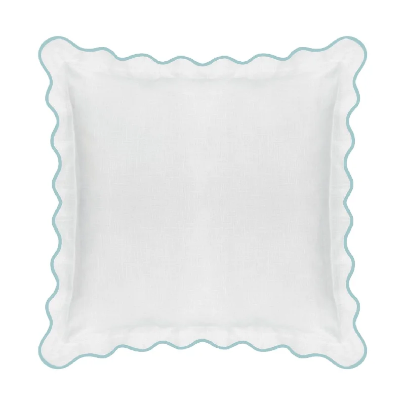 Scalloped Euro Sham, Blue / White