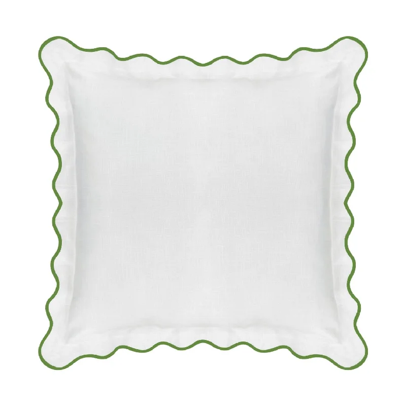 Scalloped Euro Sham, Green / White