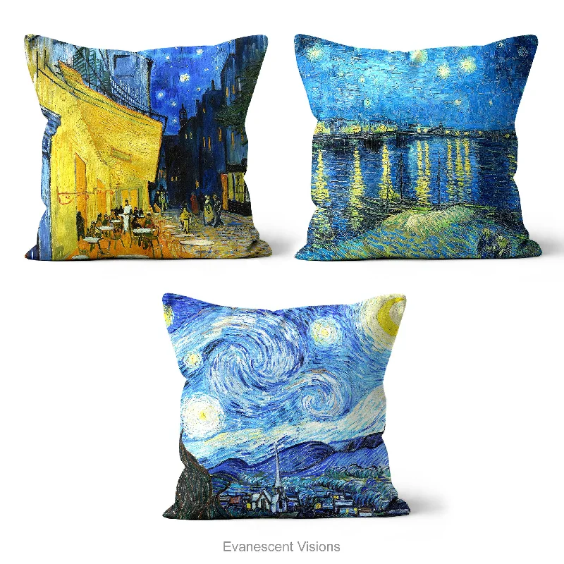 Van Gogh Decorative Art Cushion, Starry Night, Cafe Terrace at Night