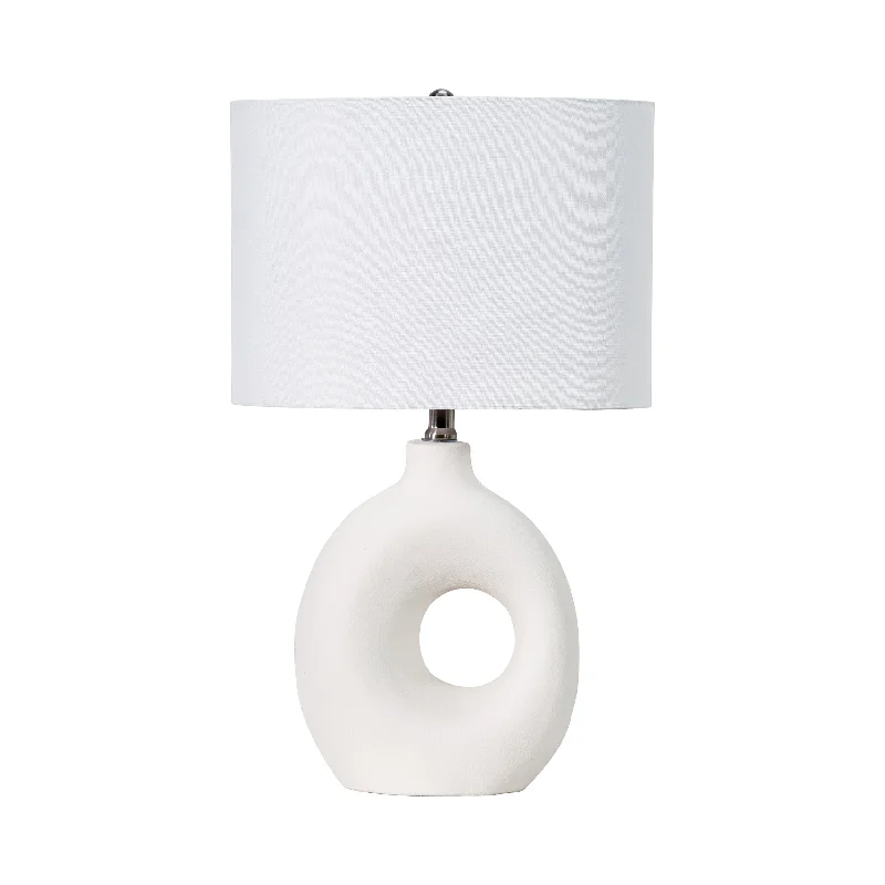 23-inch Ceramic Cutout Chamber Table Lamp | White