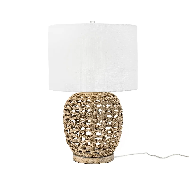 24-inch Twined Rattan Basket Table Lamp | Tan