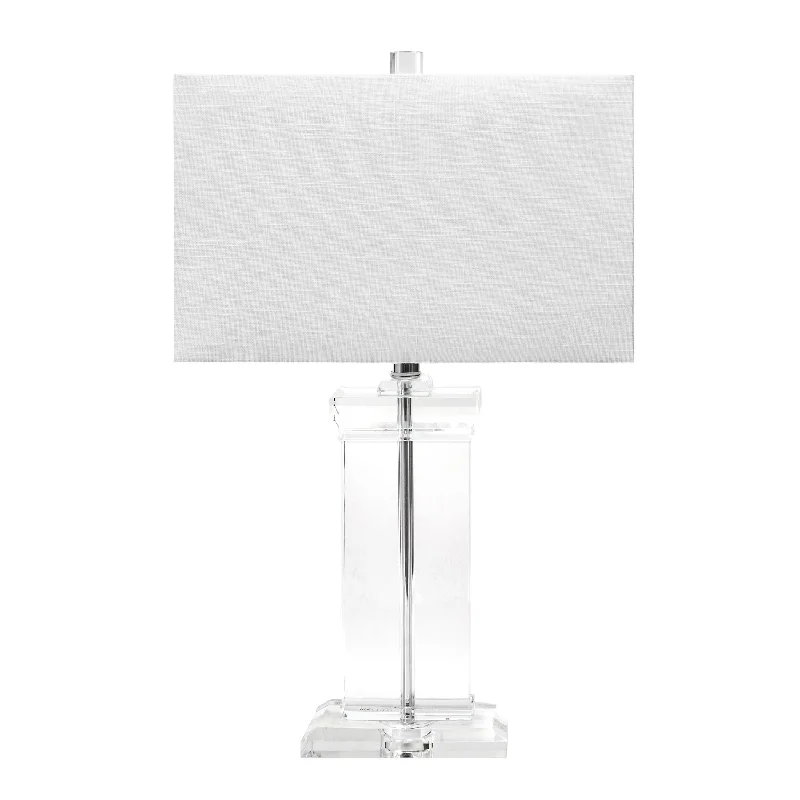 25-inch Helena Crystal Ionic Column Table Lamp | Clear