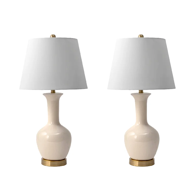 27-inch Ceramic Crane Vase Table Lamp | Ivory