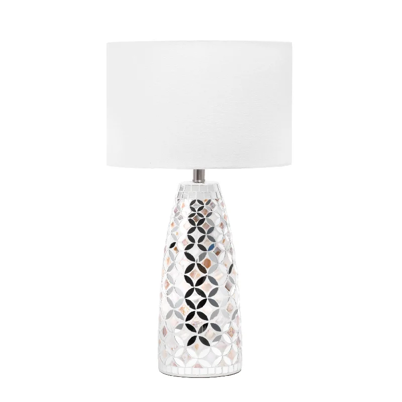 27-inch Metal Token Mosaic Table Lamp | White