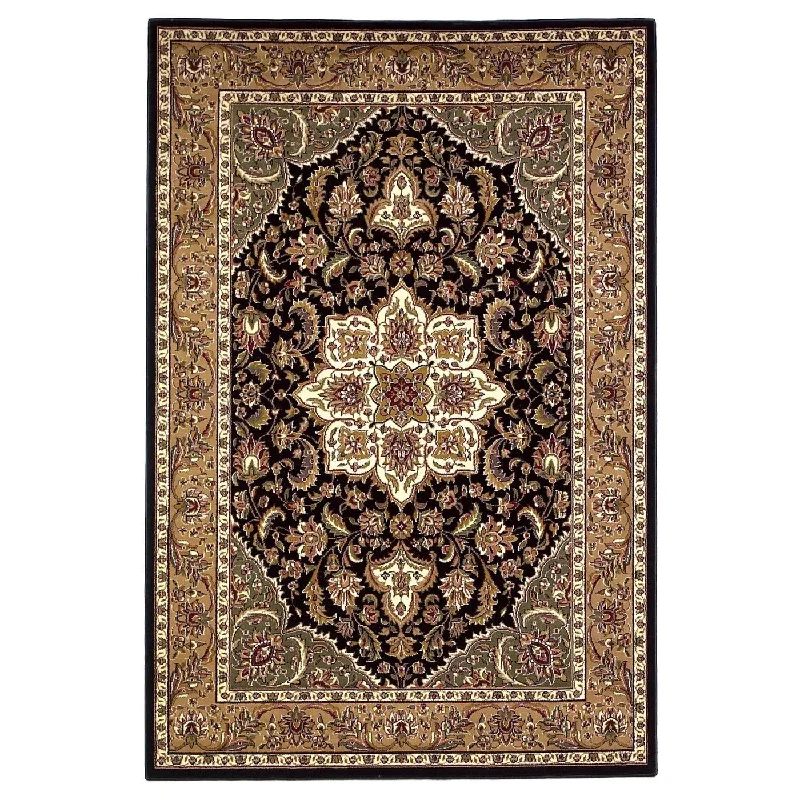 Cambridge 7327 Kashan Medallion Black/Beige Rug