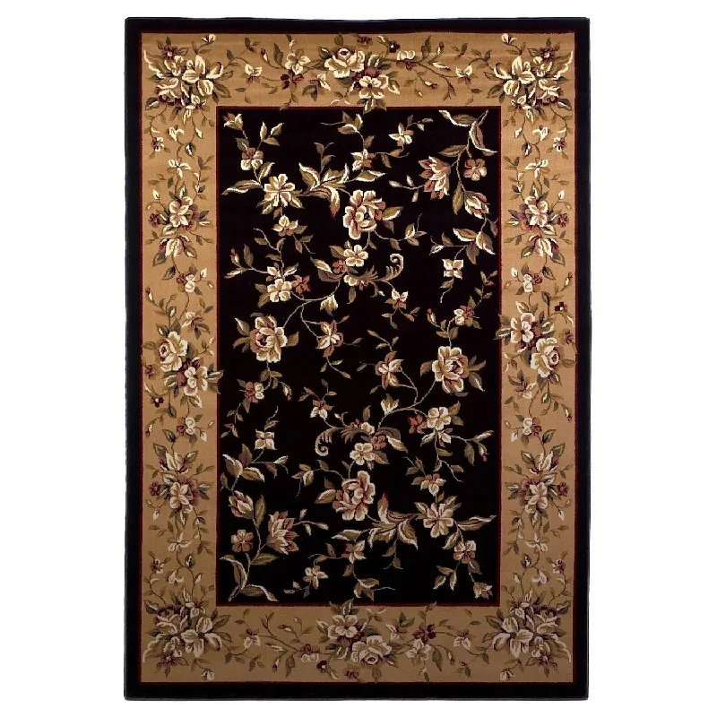 Cambridge 7336 Floral Delight Black/Beige Rug