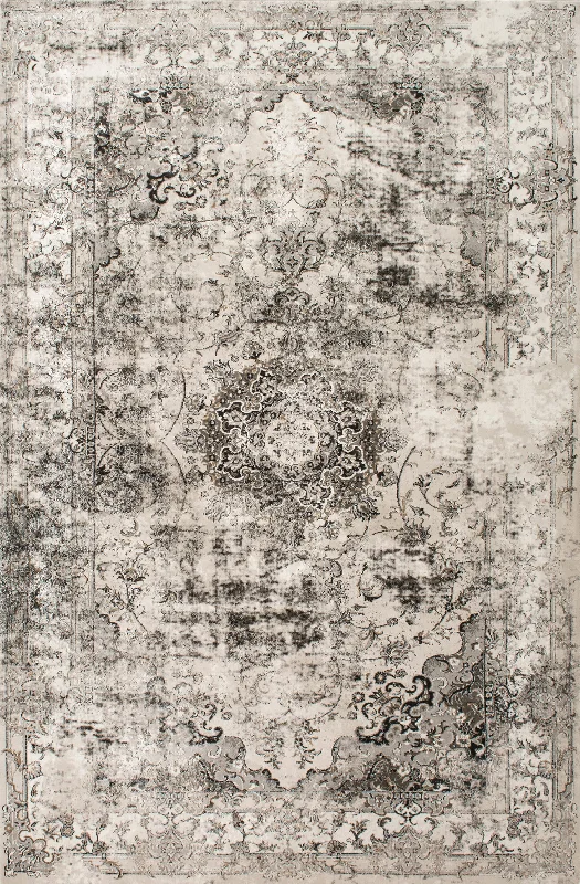 Faded Crowned Rosette Rug | Ivory