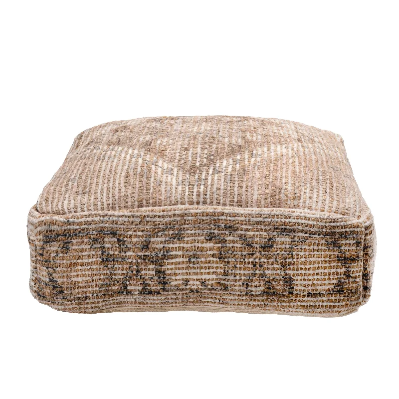 Faded Jute Medallion Floor Cushion | Brown