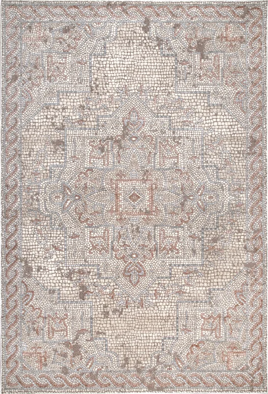 Roman Medallion Mosaic Rug | Ivory