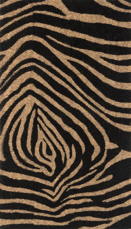 Zebra Striped Coir Doormat | Natural