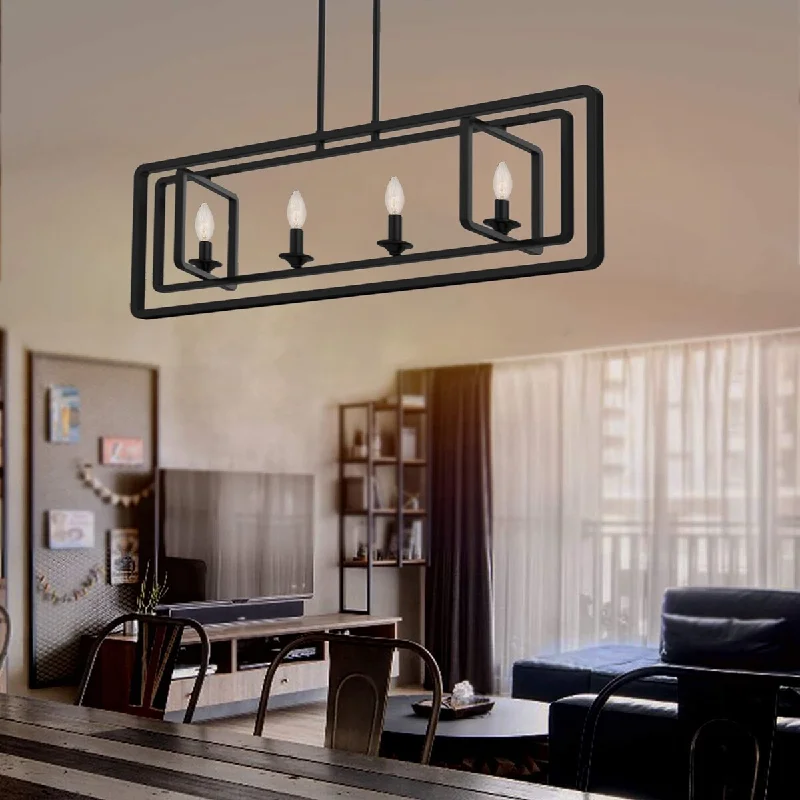 4-Light Kitchen Island Pendant Light Modern Chandelier Industrial Ceiling Lighting Fixture