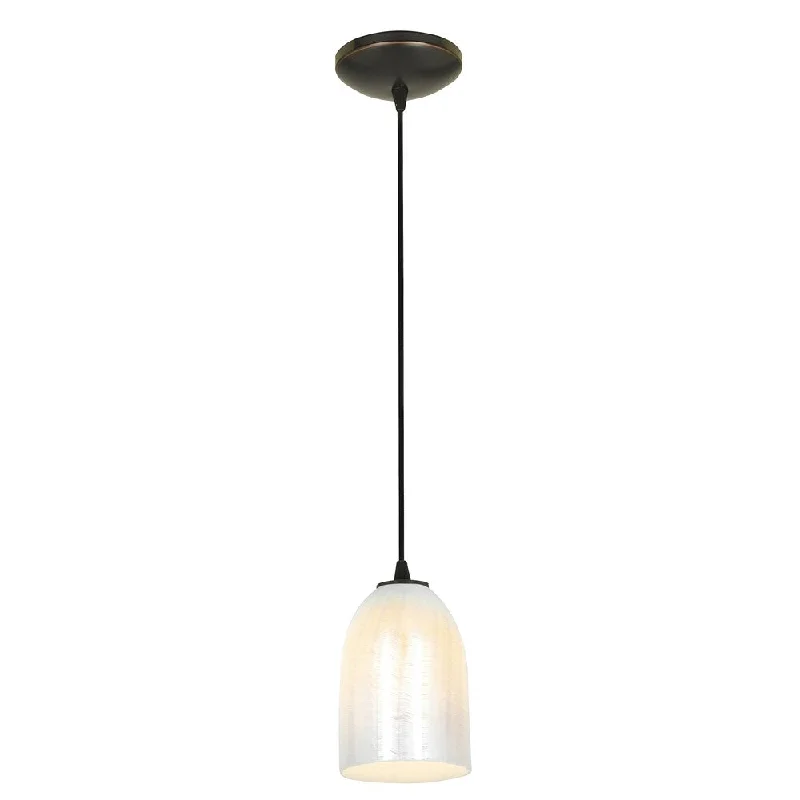 Access Lighting Bordeaux 1-light Fluorescent Oil-Rubbed Bronze Pendant with Wicker White Glass