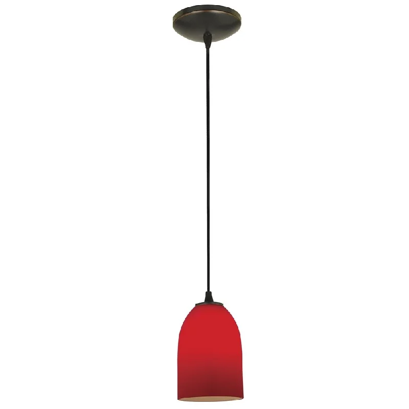 Access Lighting Bordeaux Bronze Fluorescent Cord Pendant with Red Shade