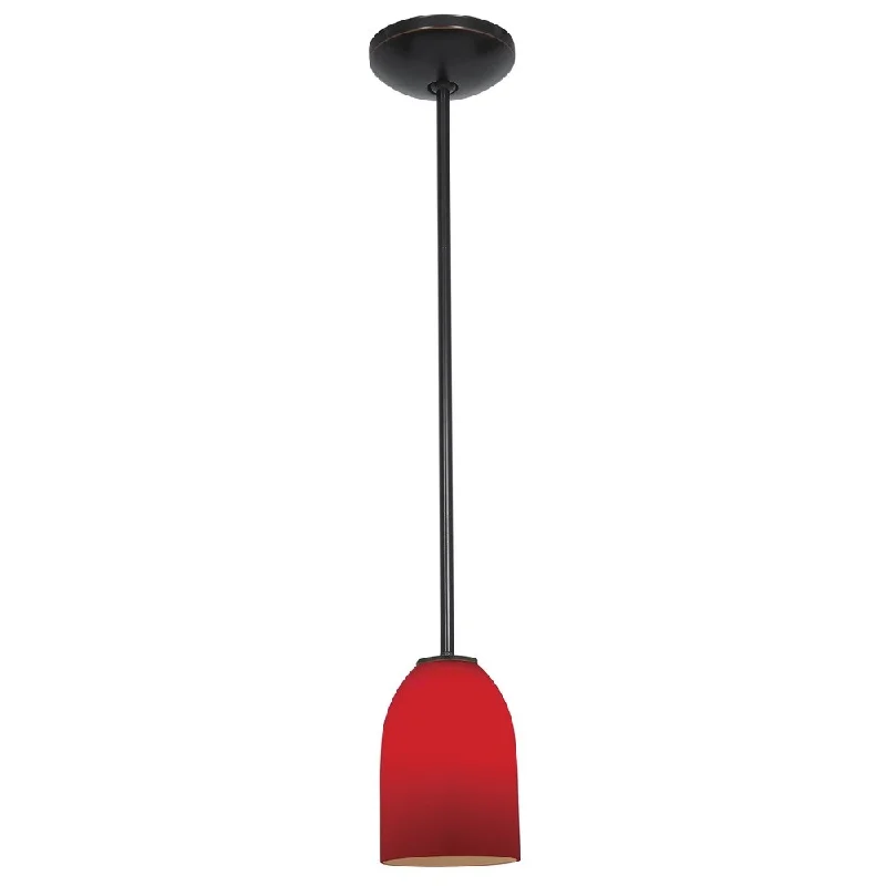 Access Lighting Bordeaux Bronze Fluorescent Rod Pendant with Red Shade