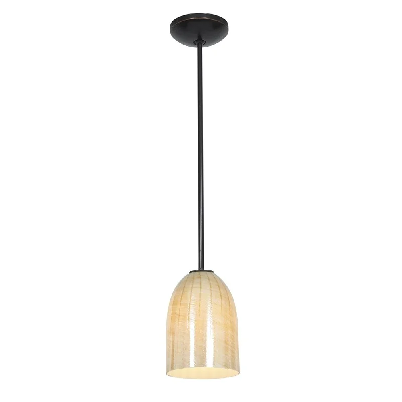 Access Lighting Bordeaux Bronze Fluorescent Rod Pendant with Wicker Amber Shade