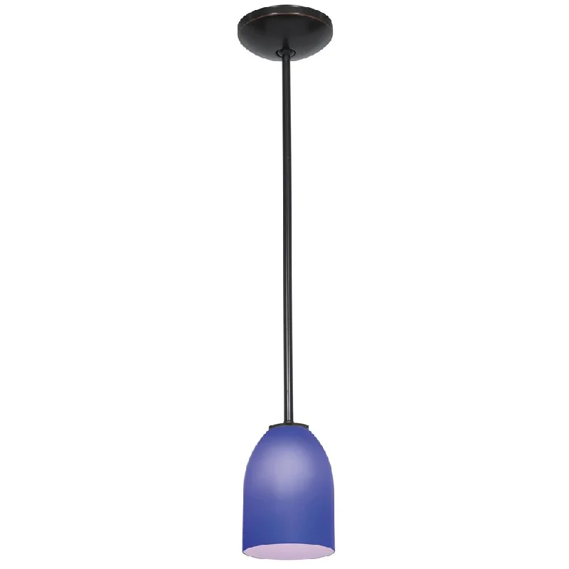 Access Lighting Bordeaux Bronze Integrated LED Rod Pendant, Cobalt Shade