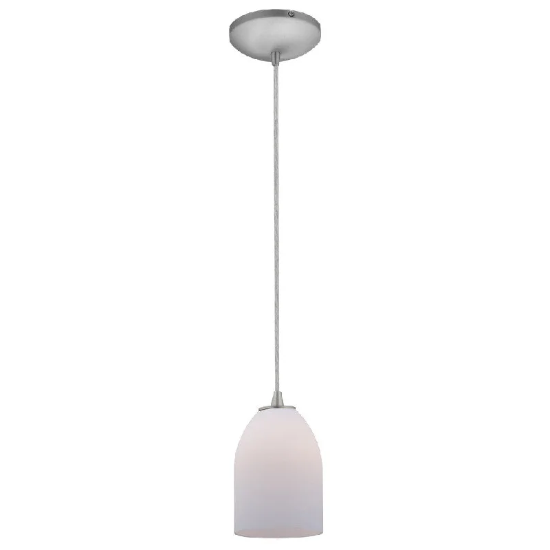 Access Lighting Bordeaux Steel Integrated LED Cord Pendant, Opal Shade