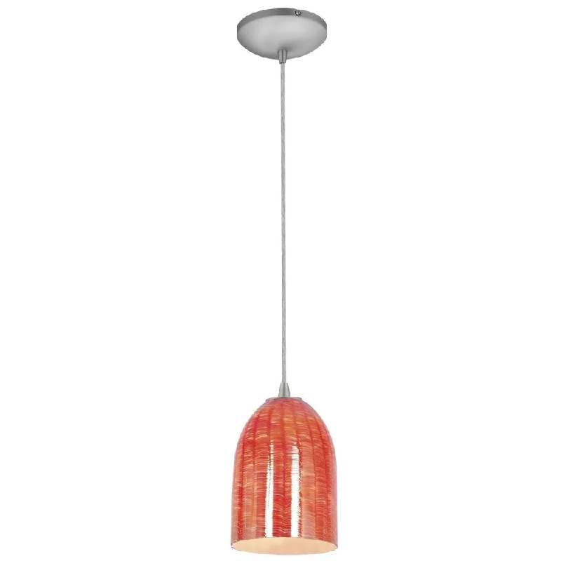 Access Lighting Bordeaux Steel Integrated LED Cord Pendant, Wicker Red Shade