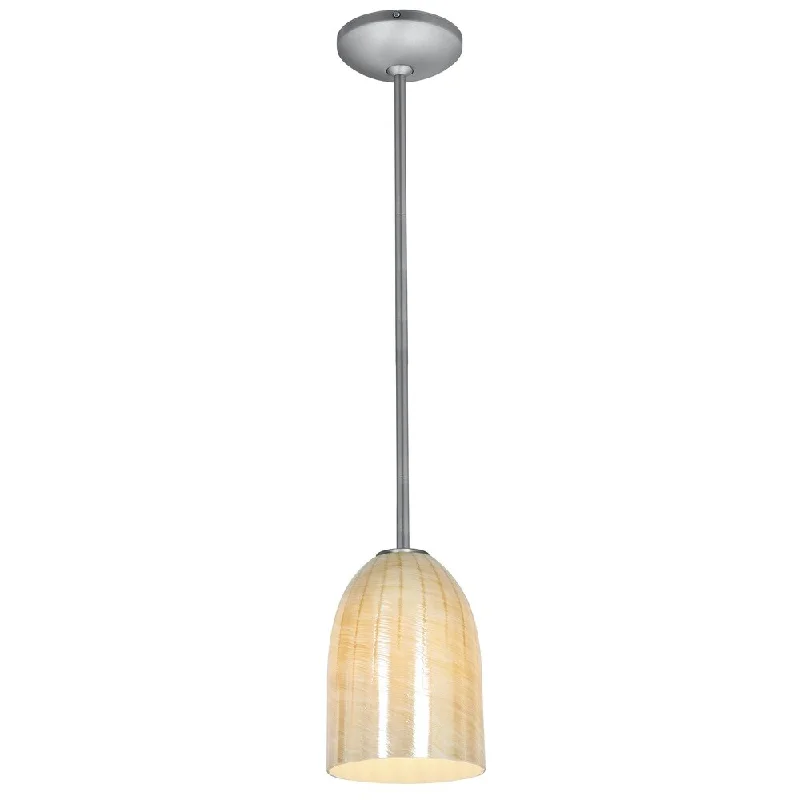 Access Lighting Bordeaux Steel Integrated LED Rod Pendant, Wicker Amber Shade