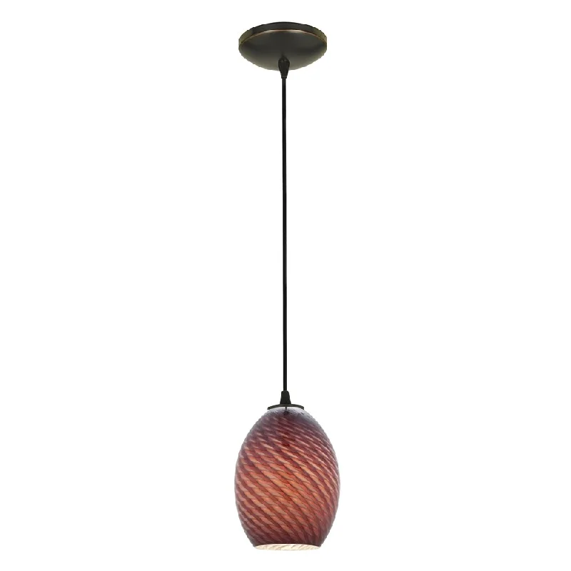 Access Lighting Brandy FireBird 1-light Fluorescent Oil-Rubbed Bronze Cord Pendant with Plum Firebird Glass