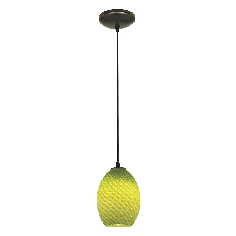 Access Lighting Brandy FireBird Bronze Cord Pendant with Light Green Firebird Shade