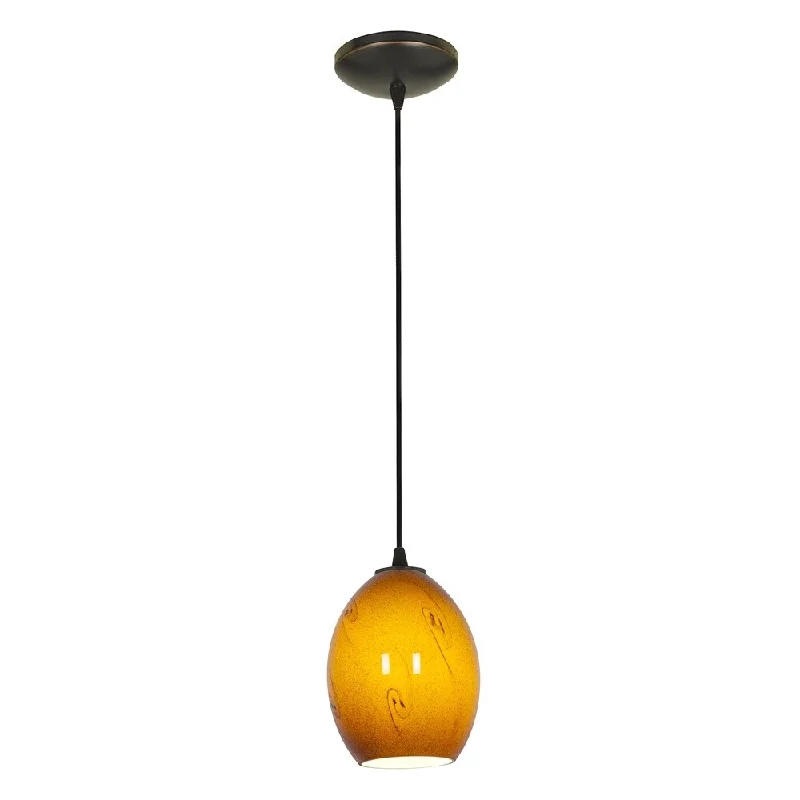 Access Lighting Brandy FireBird Bronze Fluorescent Cord Pendant with Amber Sky Shade