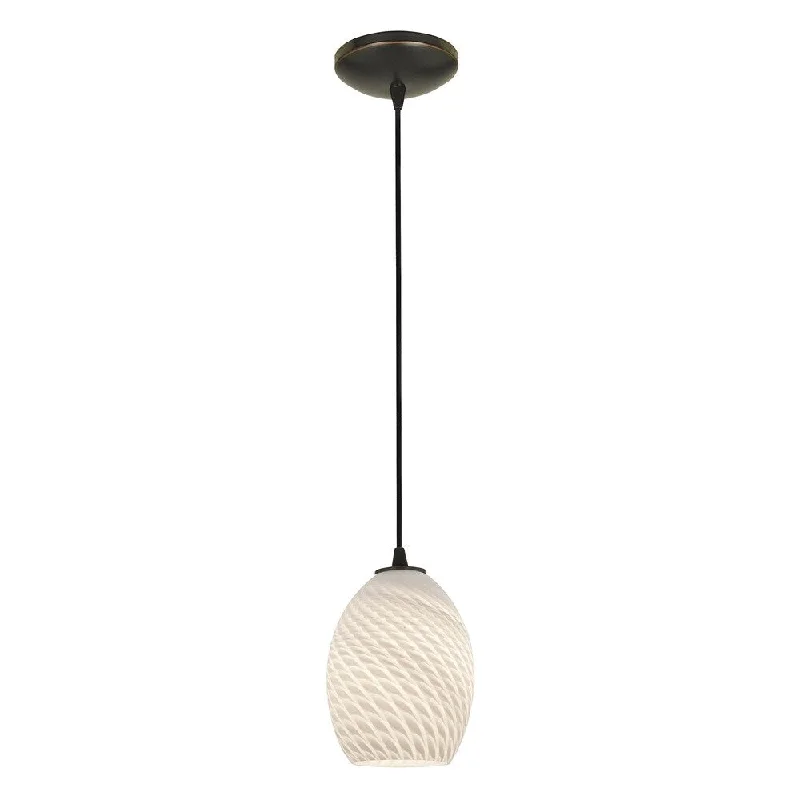 Access Lighting Brandy FireBird Bronze Integrated LED Cord Pendant, White Firebird Shade