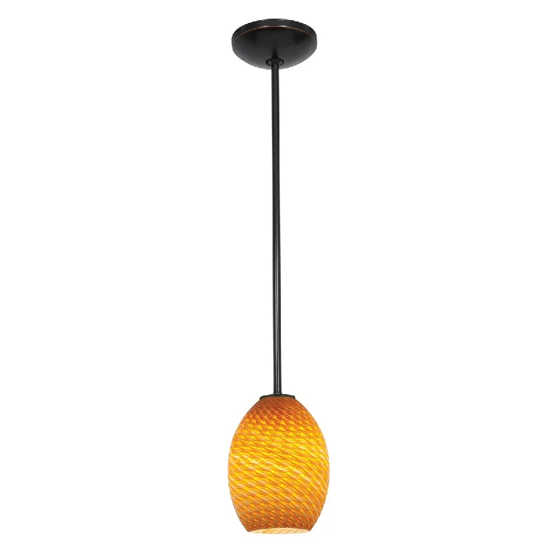 Access Lighting Brandy FireBird Bronze Integrated LED Rod Pendant, Amber Firebird Shade