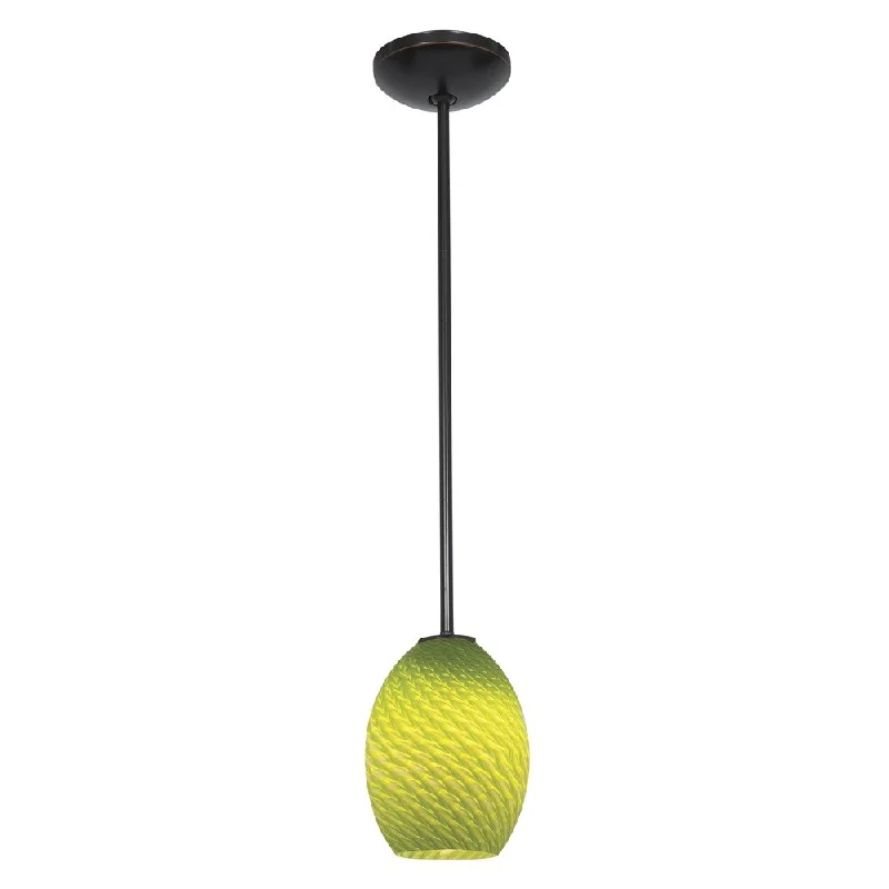 Access Lighting Brandy FireBird Bronze Integrated LED Rod Pendant, Light Green Firebird Shade