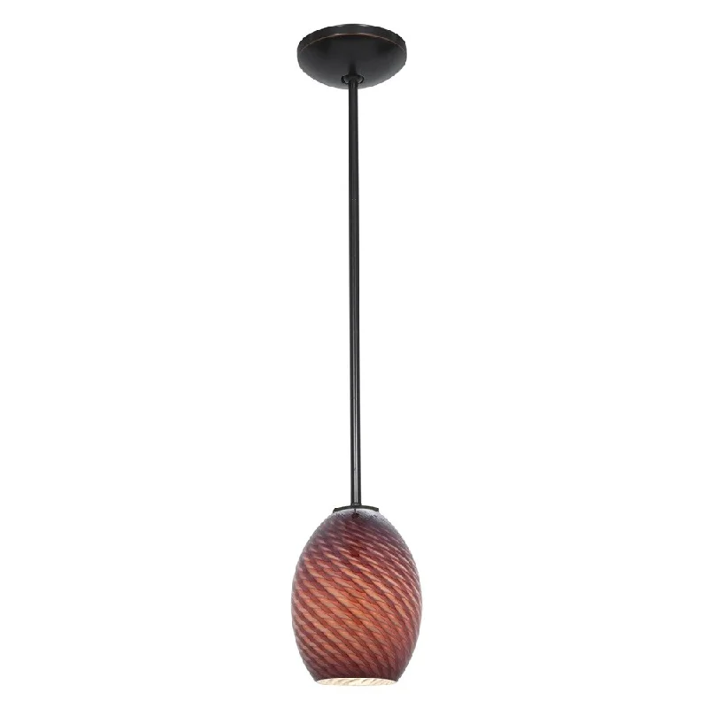 Access Lighting Brandy FireBird Bronze Integrated LED Rod Pendant, Plum Firebird Shade