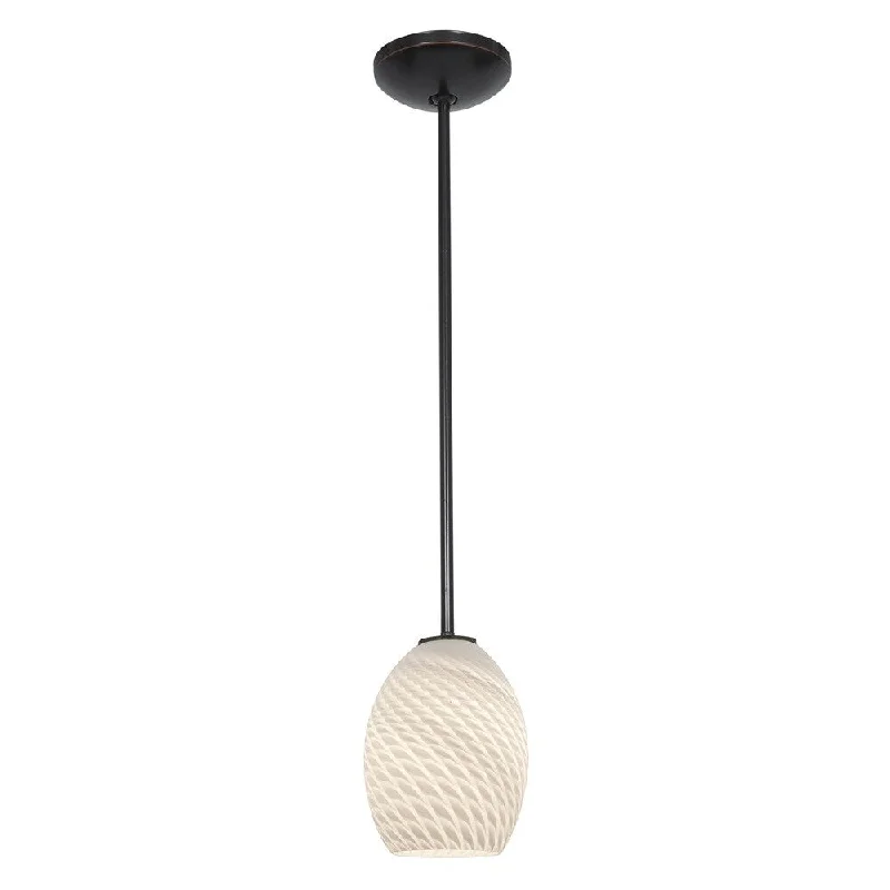 Access Lighting Brandy FireBird Bronze Integrated LED Rod Pendant, White Firebird Shade