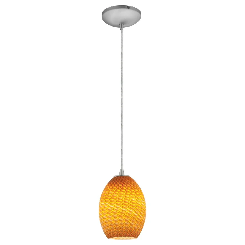 Access Lighting Brandy FireBird Steel Integrated LED Cord Pendant, Amber Firebird Shade - Brushed Steel