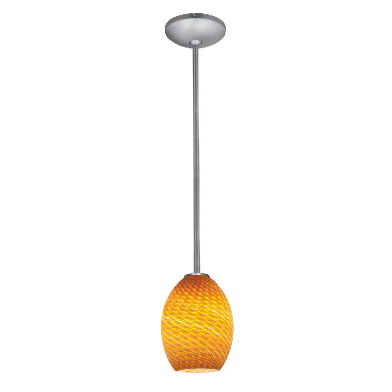 Access Lighting Brandy FireBird Steel Integrated LED Rod Pendant, Amber Firebird Shade