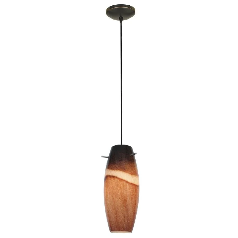 Access Lighting Cabernet Bronze Fluorescent Cord Pendant with Amber Slate Shade