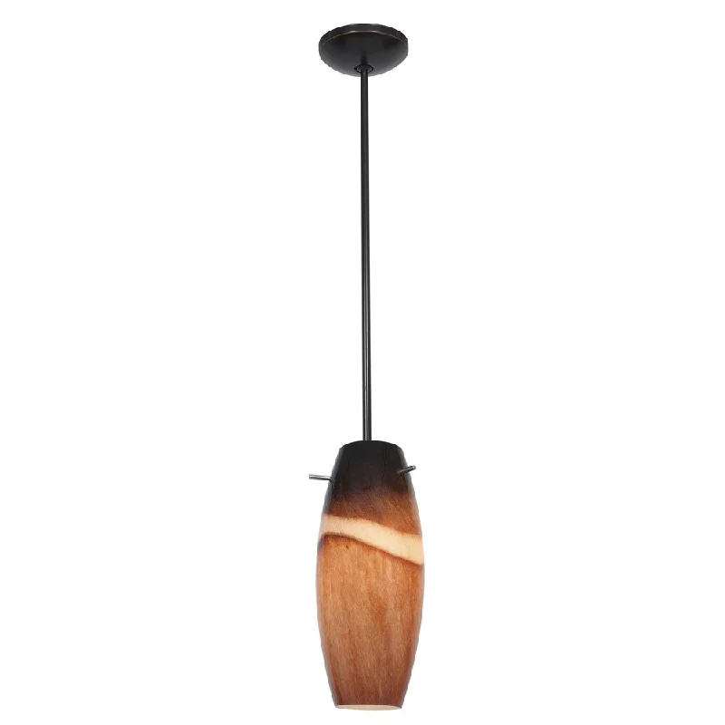 Access Lighting Cabernet Bronze Fluorescent Rod Pendant with Amber Slate Shade Bronze Pendant