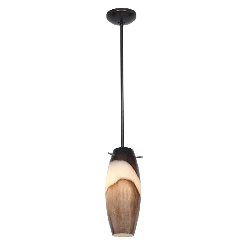 Access Lighting Cabernet Bronze Fluorescent Rod Pendant with Brown Slate Shade Bronze Pendant