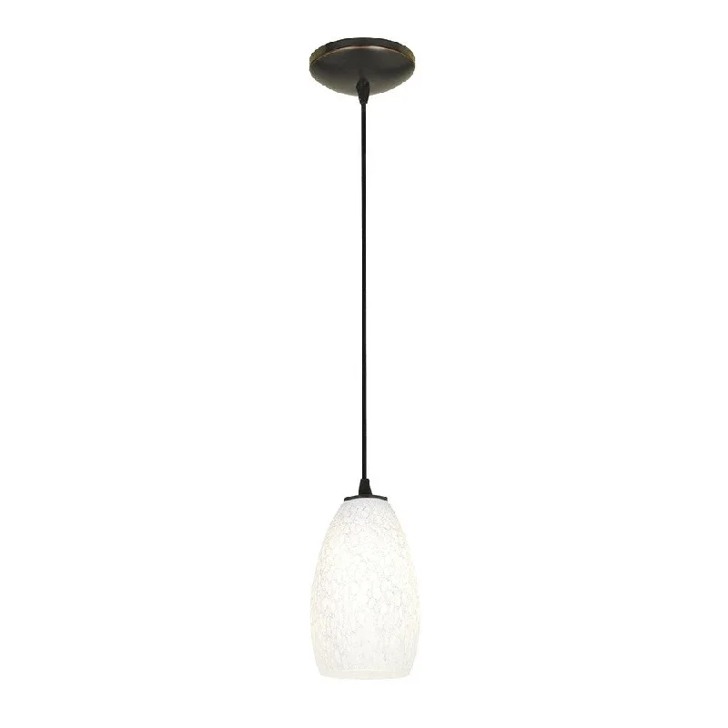 Access Lighting Champagne Bronze Fluorescent Cord Pendant with White Stone Shade