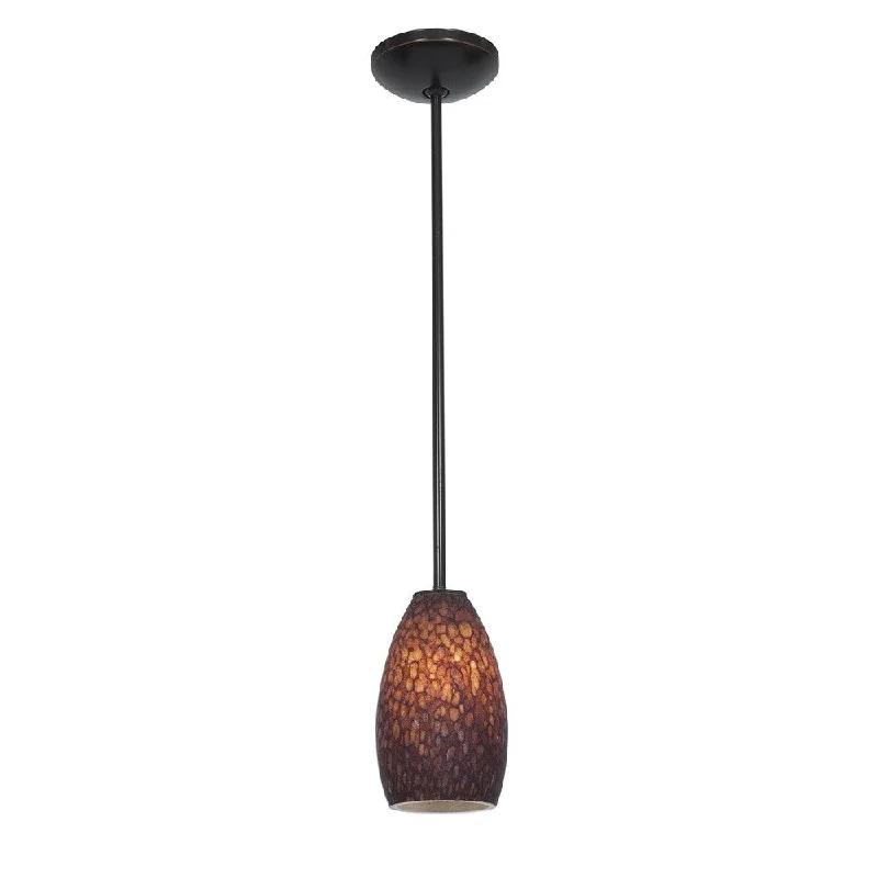 Access Lighting Champagne Bronze Fluorescent Rod Pendant with Brown Stone Shade