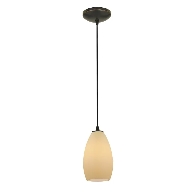 Access Lighting Champagne Bronze Integrated LED Cord Pendant, Cream Shade