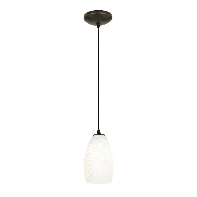 Access Lighting Champagne Bronze Integrated LED Cord Pendant, White Stone Shade