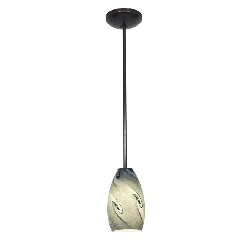 Access Lighting Champagne Bronze Integrated LED Rod Pendant, Blue Sky Shade