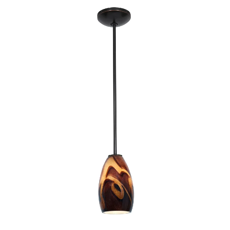 Access Lighting Champagne Bronze Integrated LED Rod Pendant, Inca Shade