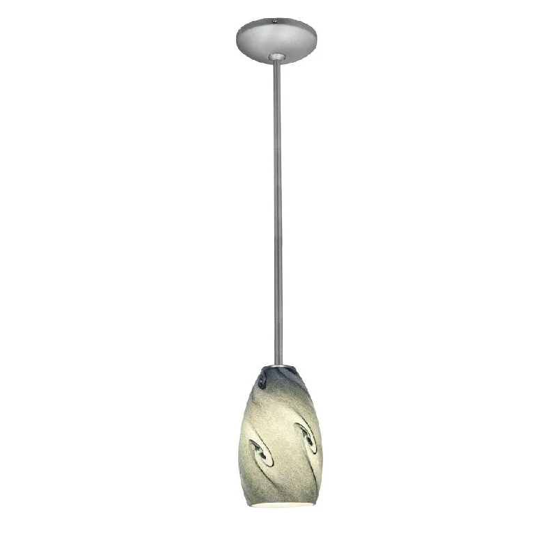 Access Lighting Champagne Steel Integrated LED Rod Pendant, Blue Sky Shade