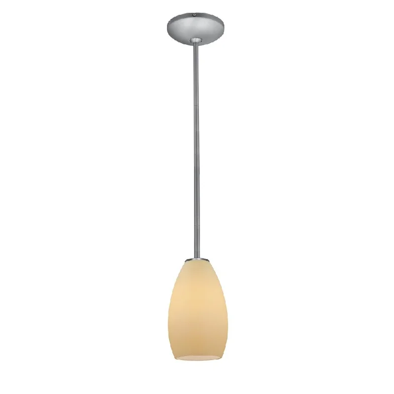 Access Lighting Champagne Steel Integrated LED Rod Pendant, Cream Shade