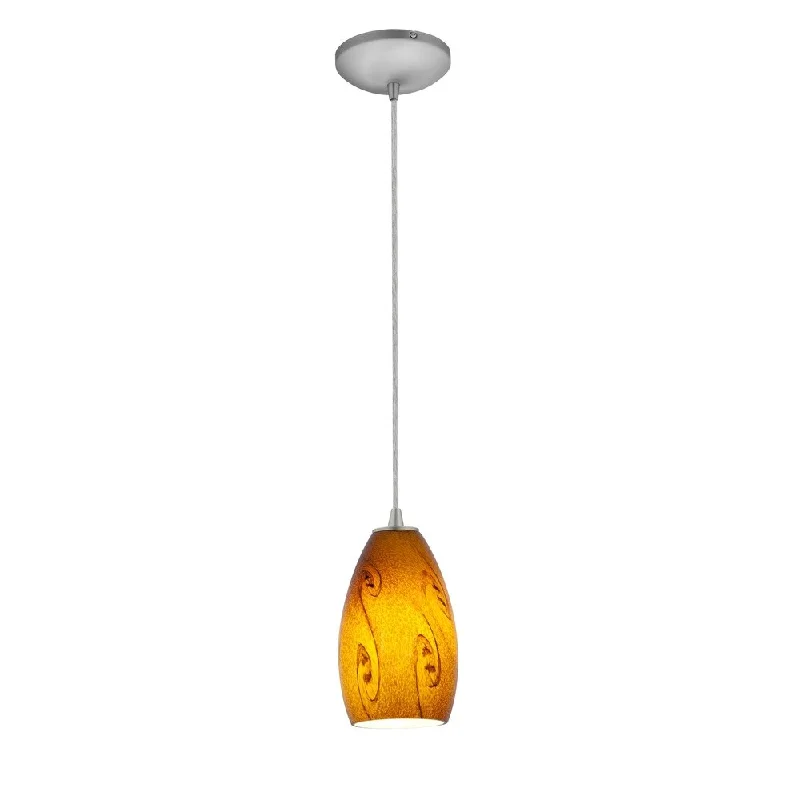 Access Lighting Champagne Steel LED Cord Pendant, Amber Sky Shade