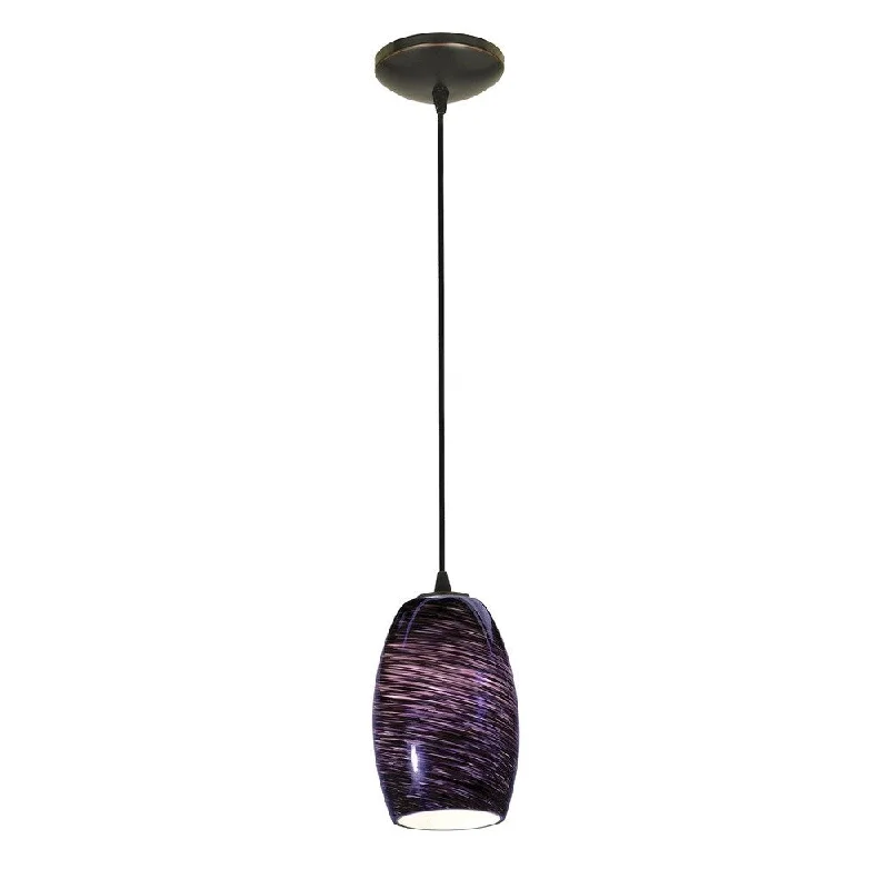 Access Lighting Chianti Bronze Fluorescent Cord Pendant with Purple Swirl Shade