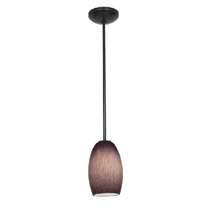 Access Lighting Chianti Bronze Fluorescent Rod Pendant with Purple Cloud Shade