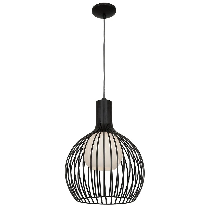 Access Lighting Chuki 1-light Black Pendant with Opal Glass